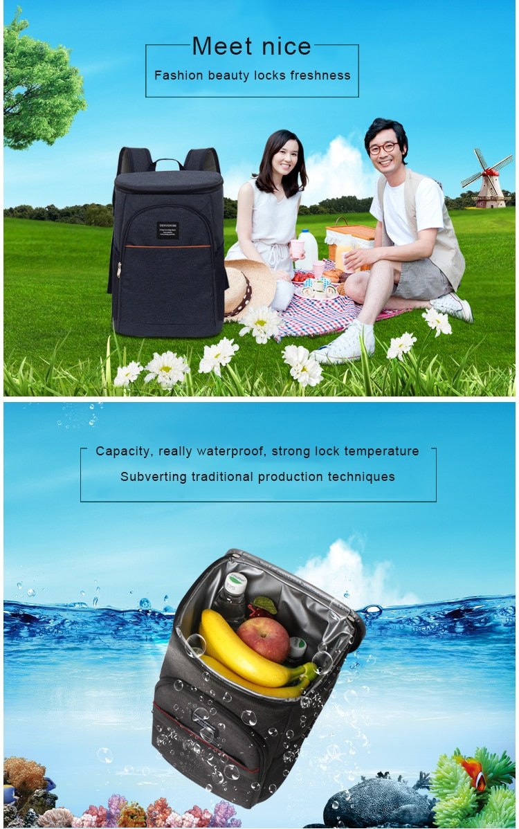 20L Thermal Backpack Waterproof Thickened Cooler Bag Large Insulated Picnic Cooler